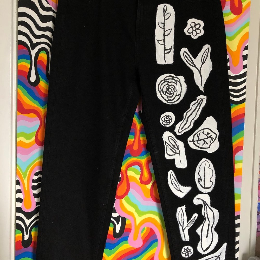painted leaf jeans!